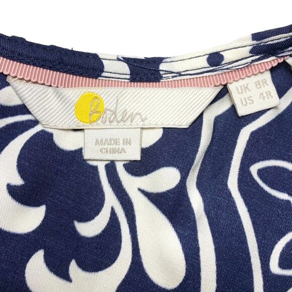 BODEN Silk Blend Ornate Garden Long Sleeve Column Dress in Navy - Picture 12 of 12